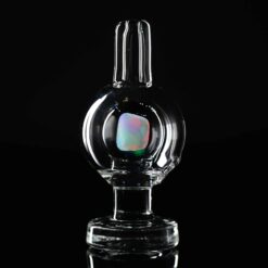Soup Glass Clear Bubble Cap #7 with opal accent, front view of the carb cap