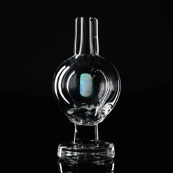 Soup Glass Clear Bubble Cap #8 with opal accent, front view of the carb cap