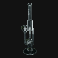 Sovereignty 4 Net Stemline recycler bong in Ghosted Jackpot, side view with green accent