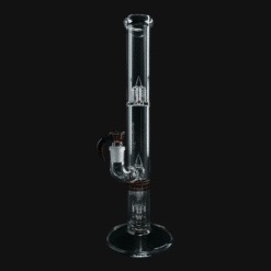 Sovereignty 44x4 Fixed 4 Gridded bong with Encalmo Band, side view showing colored glass band