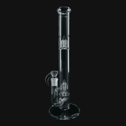 Sovereignty 44x4 Stemline clear glass bong, side view of tube and joint