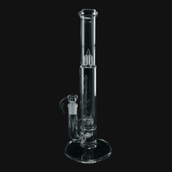 Sovereignty Bishop MA G Line bong – Ghosted Jackpot, clear tube with green accents, angled view