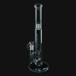 Sovereignty Bishop Stemline bong with millie accent, clear glass, angled view