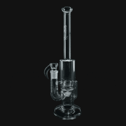 Sovereignty CapCycler bong with front-facing grid cap, clear glass, side view