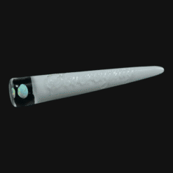 Sovereignty Flame Polished Poker – Star White, milky white glass dab tool, angled view