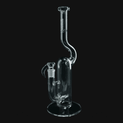 Sovereignty Natty 60S bong with curved neck, clear glass, angled side view