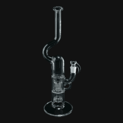 Sovereignty Pint Pillar bong with curved neck and 4-arm percolator, angled view