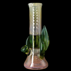 Trippy Meat Large Bong Chillum in pink and green, side view