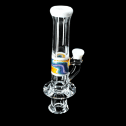 Trippy Meat Puffco Pivot top number 1, clear glass with a rainbow swirl, alone