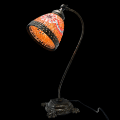 Turkish Mosaic reading lamp in orange glass with heart detail