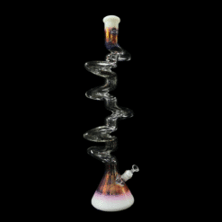 Zong Fat Artistic 6 Kink Beaker in Gold Fume/White, side view of the zigzag neck