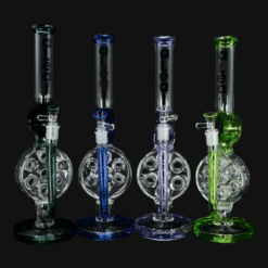 aLeaf Honeycomb to Fab Tube bongs shown together in four colors, 14-inch