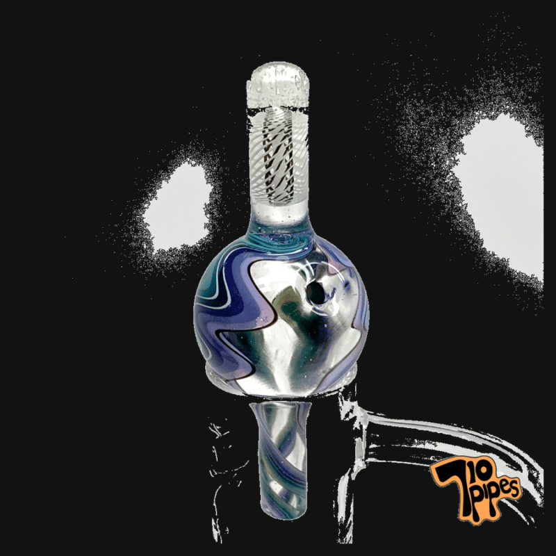 Ben Linetube glass spoon pipe with a swirled blue and purple bowl