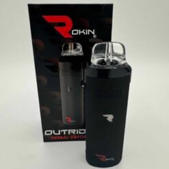 Rokin Outrider Dry Herb Vaporizer shown with its retail box