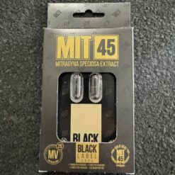 MIT45 Black Label kratom capsules box, 2 count