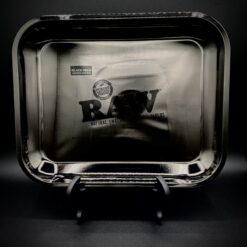RAW Black Gold large rolling tray in matte black