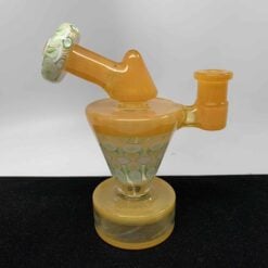 RL. Dots Talus Rig in orange dot pattern, front view with showerhead perc