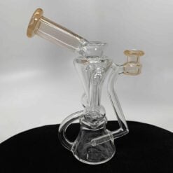 Kadabra Doughnut Recycler (Two Tone Peach), clear recycler dab rig, front view