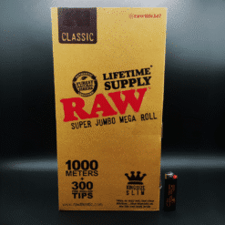 RAW Lifetime Supply Super Jumbo rolling paper mega roll box, 1000 meters