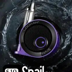 Lookah Snail 2.0, purple and black 510 thread vape battery in its box
