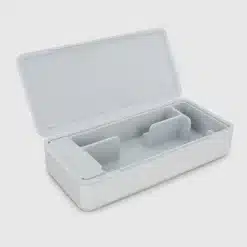 Puffco Pivot travel case in silver, shown open