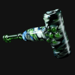 Westie Glass Wrap and Rake Hammer pipe in black, white and green