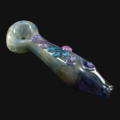Lyric Medium Ornate spoon pipe in Foggy Morning gray and purple glass