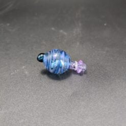 Westie Glass Bubble Cap in blue and purple, small carb cap