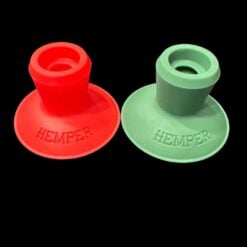 Hemper Omni Stand suction cup bowl and phone stands in red and green