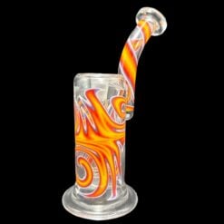 710Studios DewarSeal bubbler with orange and white swirl glass accent