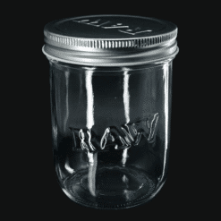 RAW Mason Jar, clear glass jar with metal lid