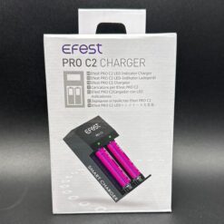 Efest PRO C2 battery charger with two batteries, in box