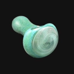Kadabra Ocean spoon pipe in teal glass with linework lens