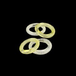 Marni x Gordo collab heady glass rings in yellow, several shown together