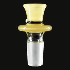 Slugworth 18mm Top Hat Slide in Pineapple and White Satin yellow, 4-hole bowl piece