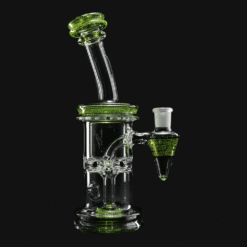 Slugworth Jesus Blooper recycler dab rig in Sunset Slyme, green accent bands