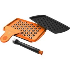 Storz and Bickel Caps Filling Set, orange grater tool with brush and scraper