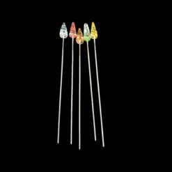 Poker 5 metal dab tools with colored tips, five pokers shown standing