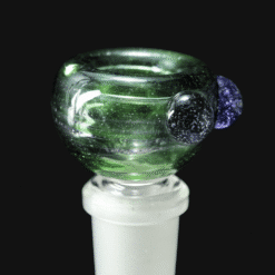 Westie Glass 14mm Slide in Green and Purple #1, green bowl with purple accent
