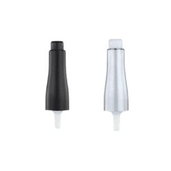 Puffco Plus V2 replacement mouthpieces in black and clear, shown together