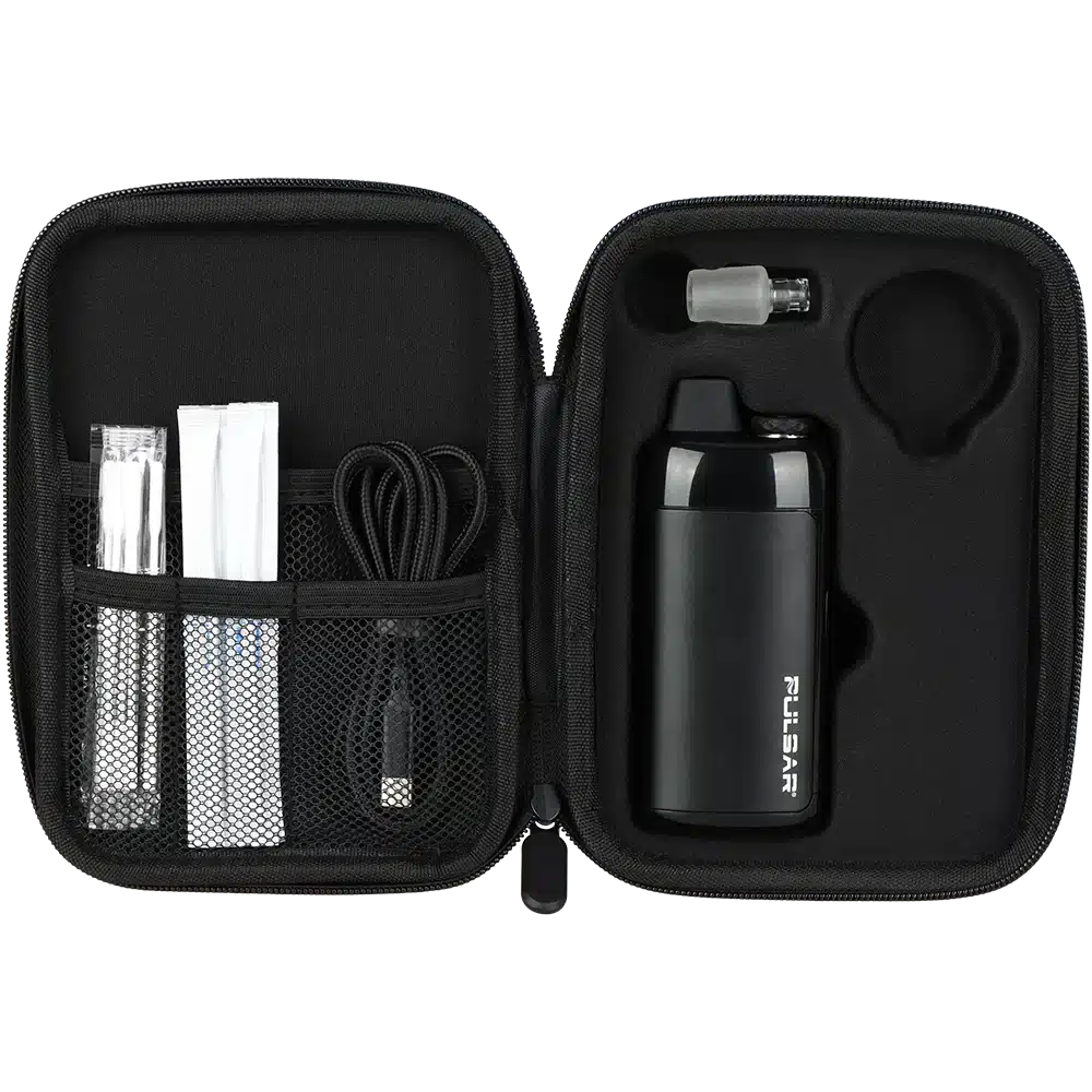 Pulsar Chorus vaporizer shown in its open travel case