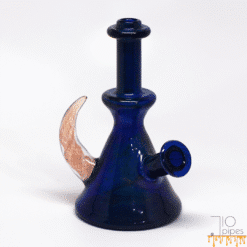 Brando 10mm Space dab rig in blue with a pink horn handle