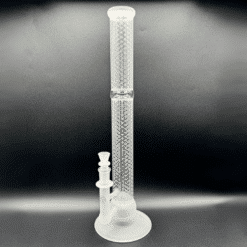 SOL 50mm Lace Sphere Tube Sacred G bong, front view of the etched pattern tube