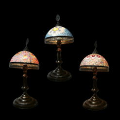 Large Turkish Mosaic Tiffany-style table lamps, three shown together