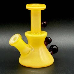 Happy Time Micro Time Tube, yellow glass mini beaker tube with black marble accents