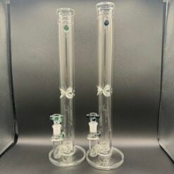Zombie Hand Straight Puck Perc glass tubes, pair shown side by side, 18mm joint