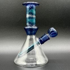 Fogz Glass wig wag beaker bong in blue, front view