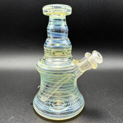 Spore Print Glass Fume Rig in blue and gold, bell-shaped dab rig
