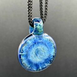 Beer Glass fumed blue swirl glass pendant necklace