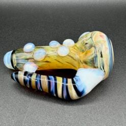 Westie Fumed Window Spoon w/ Horn and Dots #1, angled view of the bowl